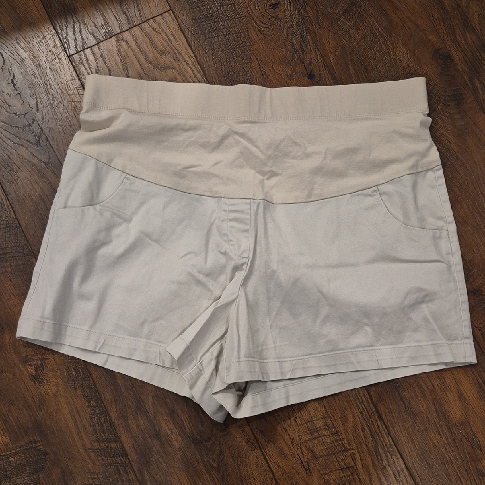 Maternity Shorts OH BABY BY Motherhood High Waist KHAKI Shorts Size XL